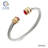 Titanium Steel Bracelet Colorful Diamond Twist Bangle Jewelry Wholesale sku image 1