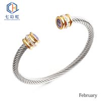 Titanium Steel Bracelet Colorful Diamond Twist Bangle Jewelry Wholesale sku image 2