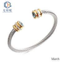 Titanium Steel Bracelet Colorful Diamond Twist Bangle Jewelry Wholesale sku image 3