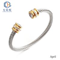 Titanium Steel Bracelet Colorful Diamond Twist Bangle Jewelry Wholesale sku image 4