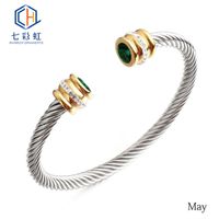 Titanium Steel Bracelet Colorful Diamond Twist Bangle Jewelry Wholesale sku image 12