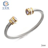 Titanium Steel Bracelet Colorful Diamond Twist Bangle Jewelry Wholesale sku image 5