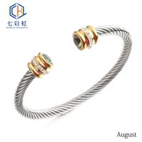 Titanium Steel Bracelet Colorful Diamond Twist Bangle Jewelry Wholesale sku image 7