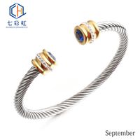 Titanium Steel Bracelet Colorful Diamond Twist Bangle Jewelry Wholesale sku image 8