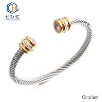 Titanium Steel Bracelet Colorful Diamond Twist Bangle Jewelry Wholesale sku image 9