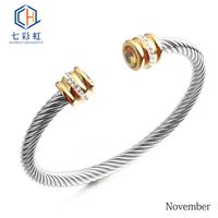 Titanium Steel Bracelet Colorful Diamond Twist Bangle Jewelry Wholesale sku image 10