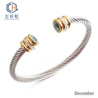 Titanium Steel Bracelet Colorful Diamond Twist Bangle Jewelry Wholesale sku image 11