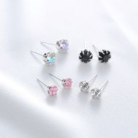 Crystal Flower Round Rhinestone Stud Earrings 12 Pairs Set main image 3