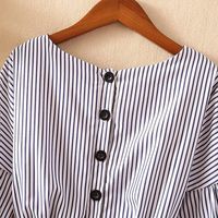 Simple Slim Striped Sleeve Chiffon Shirt Jeans Two-piece Suit main image 8
