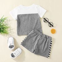 Short Sleeve Color Matching T-shirt And Striped Shorts Children's Clothing Two-piece Set main image 5
