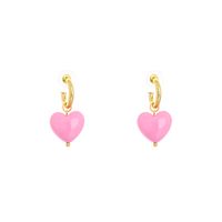 Cute Pink Heart Sweet Contrast Color Alloy Resin Earrings Wholesale main image 6