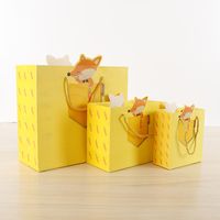 Sac Fourre-tout Cadeau De Fête Des Enfants De Motif Animal De Dessin Animé En Gros Sac Cadeau En Papier Pliant Mignon Petit Renard Jaune main image 2