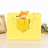 Wholesale Cartoon Animal Pattern Children&#39;s Day Gift Tote Bag Cute Yellow Little Fox Folding Paper Gift Bag main image 3