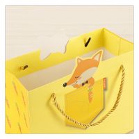 Wholesale Cartoon Animal Pattern Children&#39;s Day Gift Tote Bag Cute Yellow Little Fox Folding Paper Gift Bag main image 5