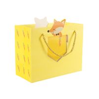 Wholesale Cartoon Animal Pattern Children&#39;s Day Gift Tote Bag Cute Yellow Little Fox Folding Paper Gift Bag main image 6