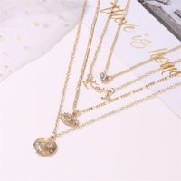 Fashion Multi-layer Disc Moon Heart Diamond Eyes Pendent Alloy Necklace main image 4