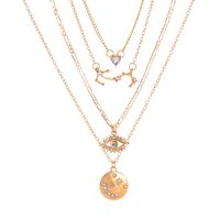 Fashion Multi-layer Disc Moon Heart Diamond Eyes Pendent Alloy Necklace main image 6