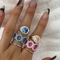 New Retro Dripping Oil Tai Chi Gossip Geometric Multi-color Alloy Ring Jewelry main image 2