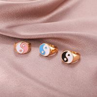 New Retro Dripping Oil Tai Chi Gossip Geometric Multi-color Alloy Ring Jewelry main image 5