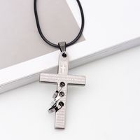 Cross Border Vintage Metal Necklace Unisex Alloy Pendant Cross Ring Necklace Wax Rope Jewelry Wholesale main image 5
