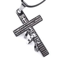 Cross Border Vintage Metal Necklace Unisex Alloy Pendant Cross Ring Necklace Wax Rope Jewelry Wholesale main image 3