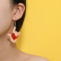 Fashion Creative Palm Heart Acrylic Pendant Earrings main image 3