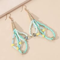 New Fashion Beads Water Drop Three-layer Long Earrings main image 3