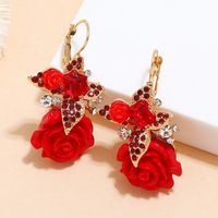 Creative Butterfly Diamond Flower Rose Pendant Earrings main image 3
