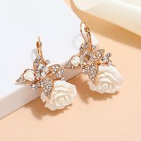 Creative Butterfly Diamond Flower Rose Pendant Earrings main image 4