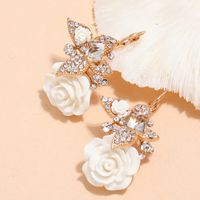 Creative Butterfly Diamond Flower Rose Pendant Earrings main image 5