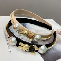 Cute Bunny Pearl Headband Wide-brimmed Black Hair Accessories Wholesale main image 3