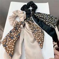 New Long Streamer Flower Bow Hair Ring Color Matching main image 4