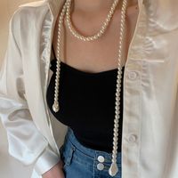 Fashion Geometric Multi-layered Pearl Knotted Long Necklace Wholesale main image 1