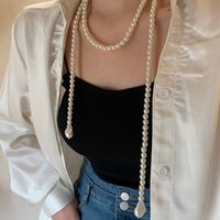 Fashion Geometric Multi-layered Pearl Knotted Long Necklace Wholesale main image 2