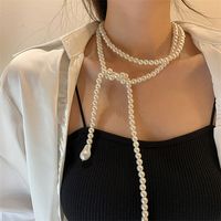 Fashion Geometric Multi-layered Pearl Knotted Long Necklace Wholesale main image 4
