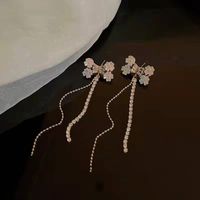 2022 New Long Tassel Bow Inlaid Diamond Earrings main image 1