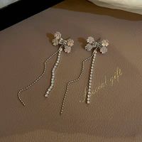 2022 New Long Tassel Bow Inlaid Diamond Earrings main image 3