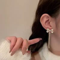 2022 New Long Tassel Bow Inlaid Diamond Earrings main image 4