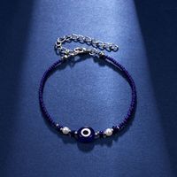 Blue Eye Fashion Flower Crystal Pearl Bead Alloy Bracelet main image 4