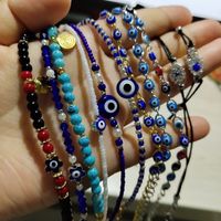 Blue Eye Fashion Flower Crystal Pearl Bead Alloy Bracelet main image 5