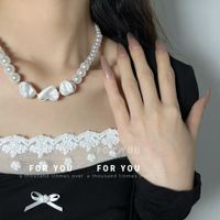 Retro Unregelmäßige Größe Perlenmode Spleißen Schlüsselbeinkette Halskette main image 4