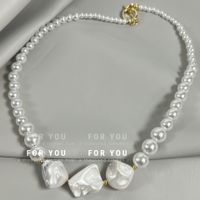 Retro Unregelmäßige Größe Perlenmode Spleißen Schlüsselbeinkette Halskette main image 5
