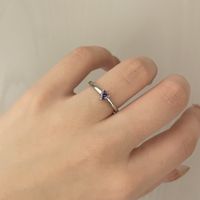 Zircon Fine Fashion Simple Heart-shaped Purple Diamond Alloy Open Ring main image 4