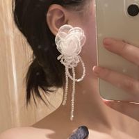 Mode Süße Stoff Blume Perlen Anhänger Ohrringe Für Frauen main image 3