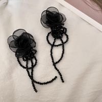 Mode Süße Stoff Blume Perlen Anhänger Ohrringe Für Frauen main image 6