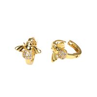 Fashion Copper Plated 18k Gold Micro-inlaid Zircon Bee Earrings Female main image 6