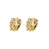 Boucles D&#39;oreilles Simples En Cuivre Plaqué Or Diamant Double Rangée En Forme De 8 Femme main image 1