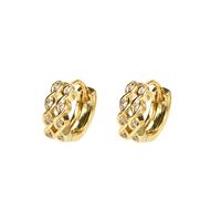 Simple 8-shaped Double Row Diamond Gold-plated Copper Earrings Female main image 1