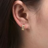 Simple 8-shaped Double Row Diamond Gold-plated Copper Earrings Female main image 3