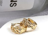 Simple 8-shaped Double Row Diamond Gold-plated Copper Earrings Female main image 4